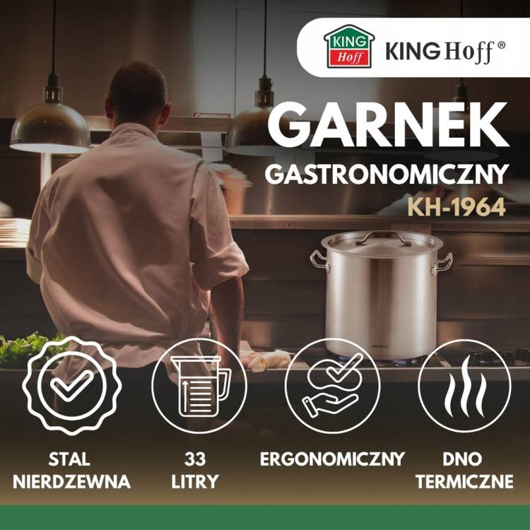 Garnek 33 Lit Gastronomiczny stal nierdzewna indukcja GAZ KINGHoff KH-1964