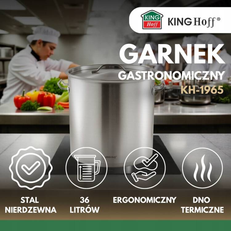 Garnek 36 Lit Gastronomiczny stal nierdzewna indukcja GAZ KINGHoff KH-1965