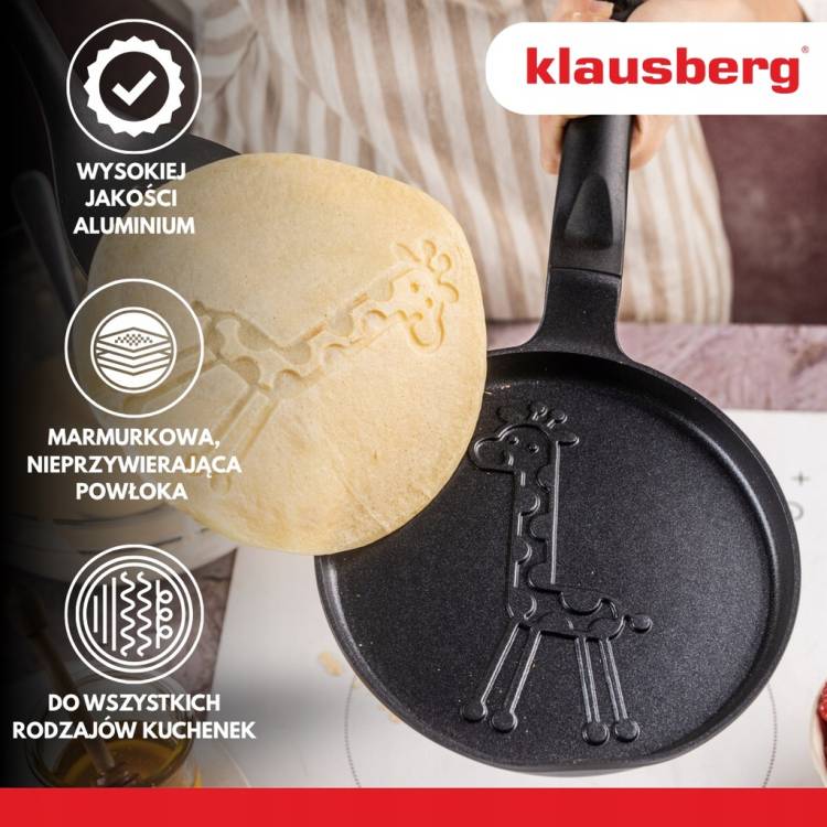 Patelnia 18 cm do pankejków Klausberg KB7975 żyrafa indukcja Gaz non-stick