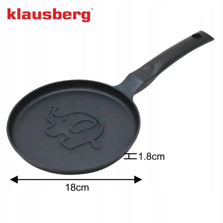 Patelnia do naleśników 18 cm KLAUSBERG indukcja powłoka non-stick SŁONIK