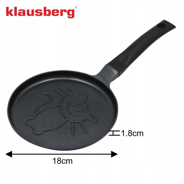 Klausberg KB-7973 patelnia 18 cm do pankejków z tłoczonym KOTKIEM Indukcja