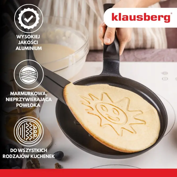 Patelnia naleśnikowa Klausberg Ø18 cm – słoneczko, non-stick, indukcja Gaz