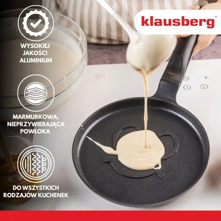 Klausberg KB-7971 – patelnia naleśnikowa Ø18 cm UŚMIECH, non-stick indukcja