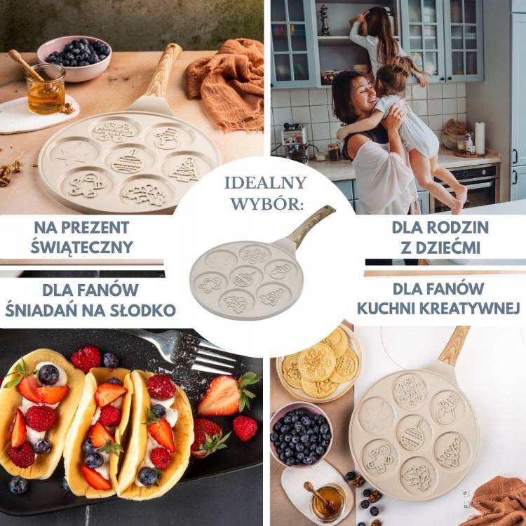 Patelnia do pankejków Klausberg ŚWIĄTECZNA 7 wzorów, indukcja, non-stick