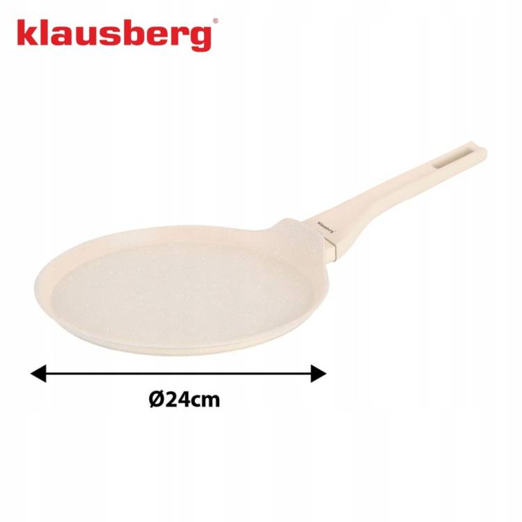 Patelnia do naleśników 24 cm KLAUSBERG KB-7958 kremowa marble, indukcja Gaz