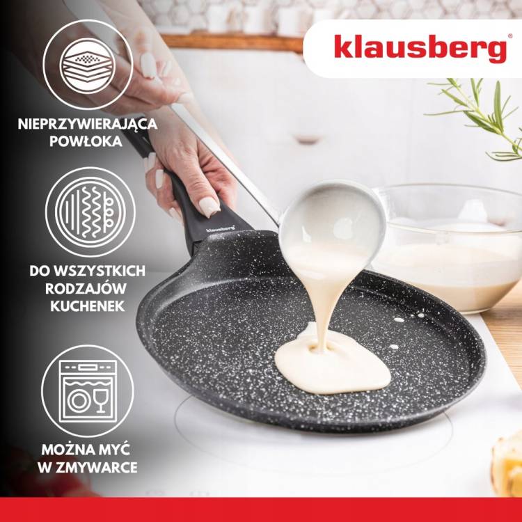 Patelnia naleśnikowa KLAUSBERG KB-7957 24 cm, marmurowa, indukcja Gaz