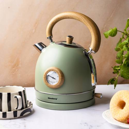 Czajnik elektryczny 1.8L stal 304 RETRO Klausberg KB-9008 Zielony + Drewno