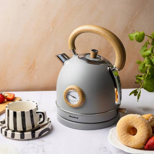 Czajnik elektryczny 1.8L stal 304 RETRO Klausberg KB-9009 SZARY + Drewno