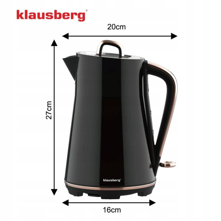 Czajnik elektryczny Klausberg KB-9015 1.7L stal Nierdzewna 304 Czarny