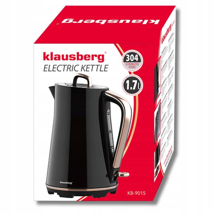 Czajnik elektryczny Klausberg KB-9015 1.7L stal Nierdzewna 304 Czarny