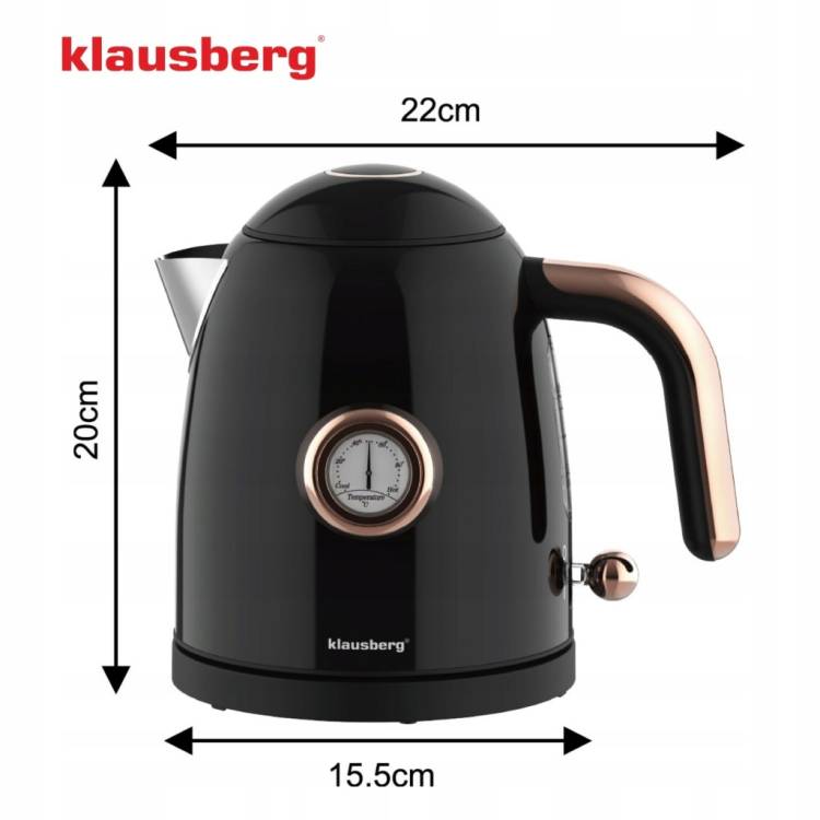 Czajnik elektryczny Klausberg KB-9017 1.0L Retro termometr Bezprzewodowy