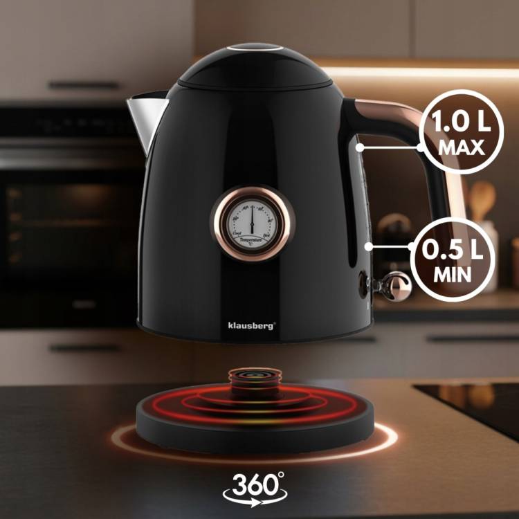 Czajnik elektryczny Klausberg KB-9017 1.0L Retro termometr Bezprzewodowy