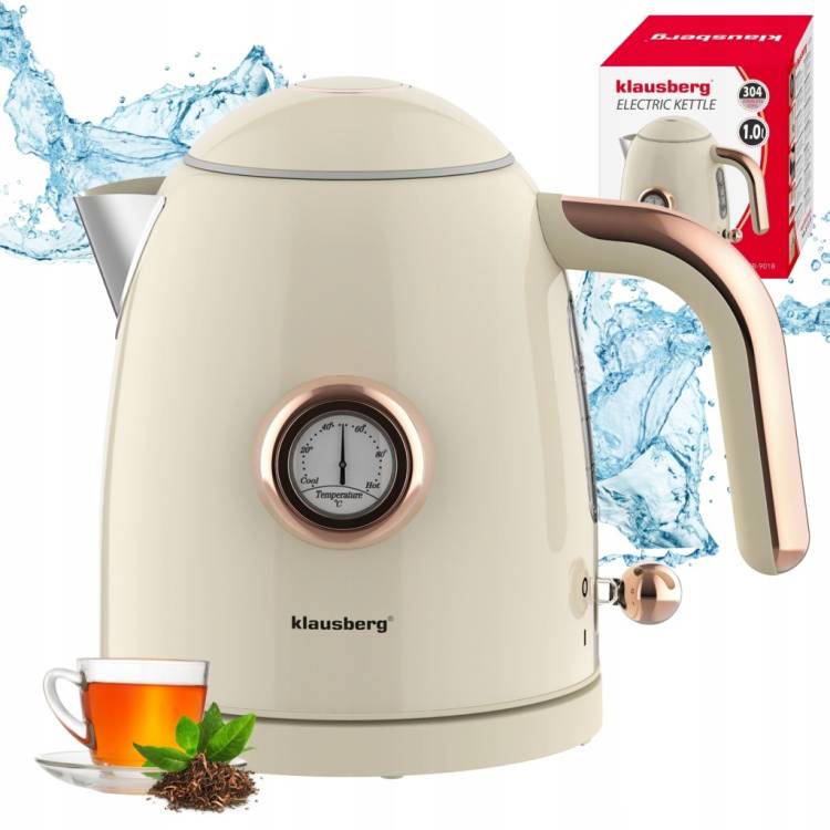 Czajnik elektryczny 1.0L Retro termometr Bezprzewodowy Klausberg KB-9018