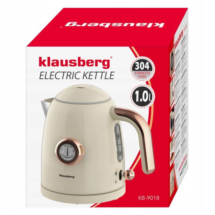 Czajnik elektryczny 1.0L Retro termometr Bezprzewodowy Klausberg KB-9018