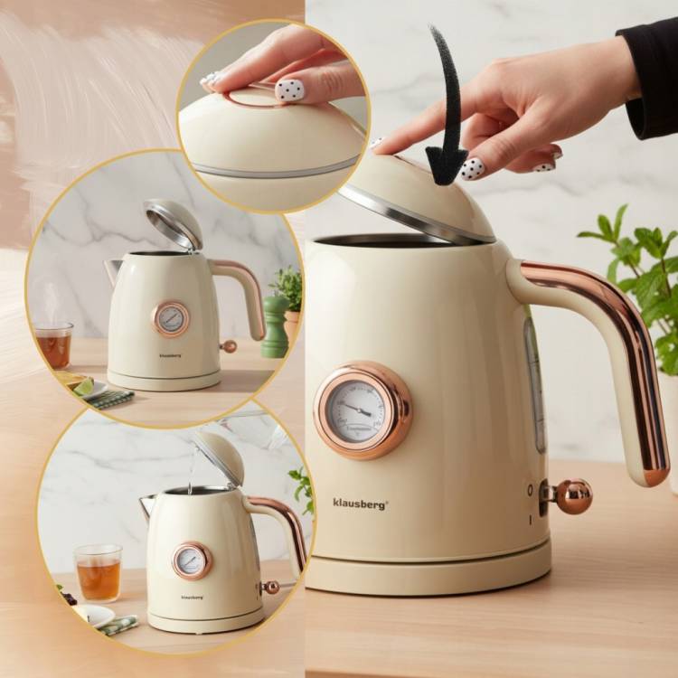 Czajnik elektryczny 1.0L Retro termometr Bezprzewodowy Klausberg KB-9018