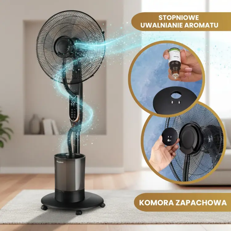 Wentylator mgiełkowy z Nawilżaczem KLAUSBERG KB-9034 16" LED 5L pilot timer