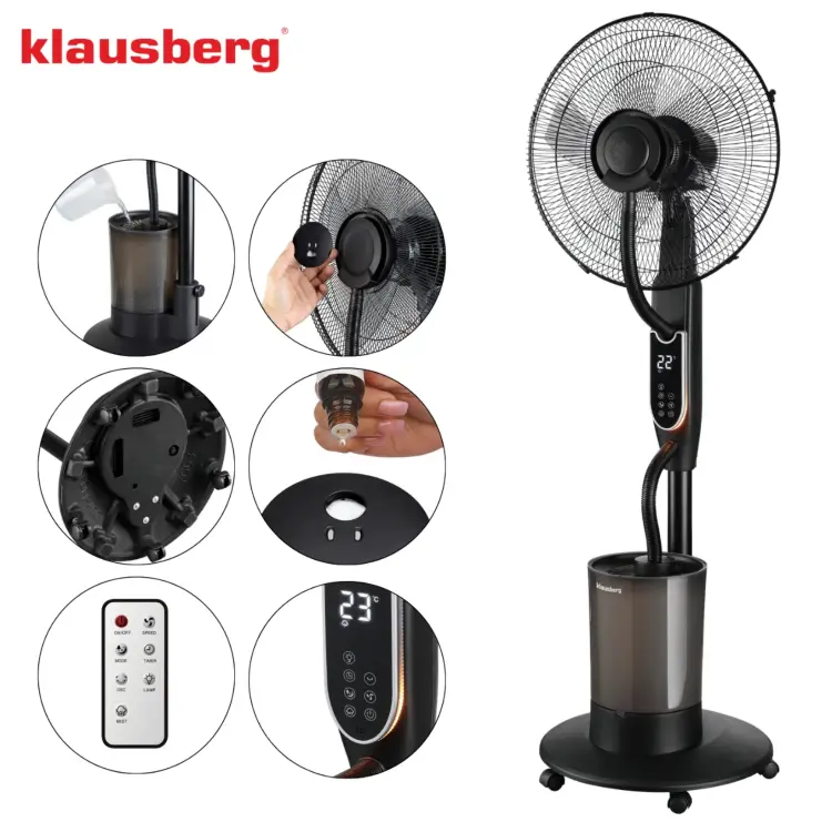 Wentylator mgiełkowy z Nawilżaczem KLAUSBERG KB-9034 16" LED 5L pilot timer