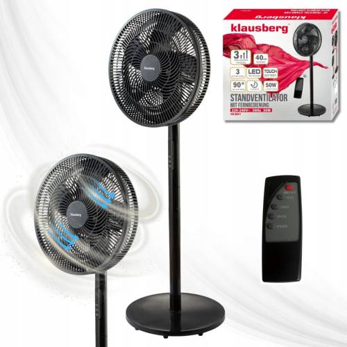 Wentylator Podłogowy stojący KLAUSBERG KB9041 z PILOTEM 40 cm LED 50W Timer