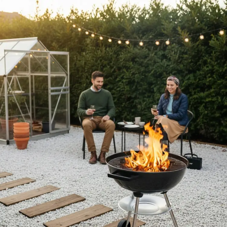 Grill węglowy ogrodowy KINGHOFF KH-2033 z Pokrywą 41 cm na Kółkach Ruszt