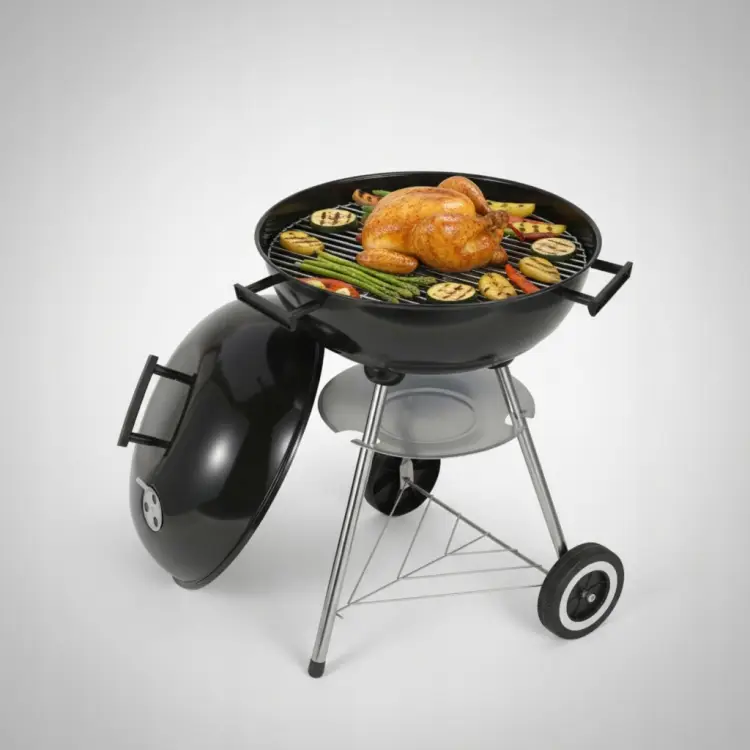 Grill węglowy ogrodowy KINGHOFF KH-2033 z Pokrywą 41 cm na Kółkach Ruszt