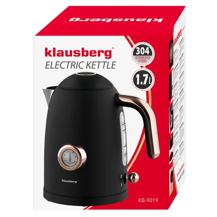 Czajnik elektryczny Bezprzewodowy Klausberg 1.7L stal 304 retro Termometr