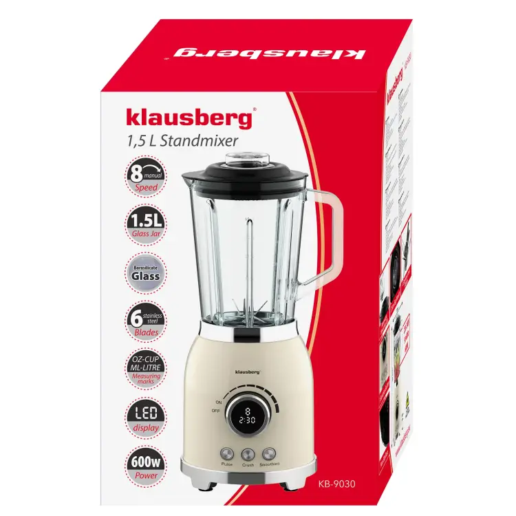 Blender kielichowy 1,5L 600W LED Smoothie Mikser Kruszy Lód KLAUSBERG