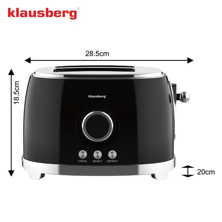 Toster na 2 kromki KLAUSBERG KB-9025 LED 850W rozmrażanie Opiekacz Tosty