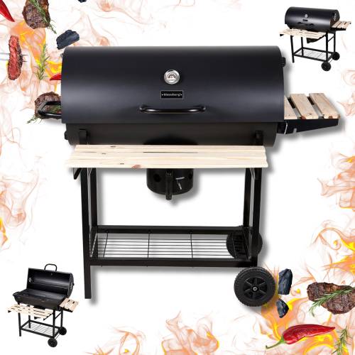 Duży Grill ogrodowy węglowy KLAUSBERG KB-9033 + pokrywa + półki + Popielnik