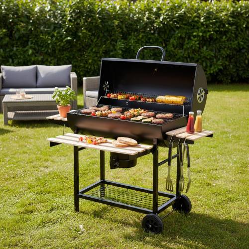 Duży Grill ogrodowy węglowy KLAUSBERG KB-9033 + pokrywa + półki + Popielnik