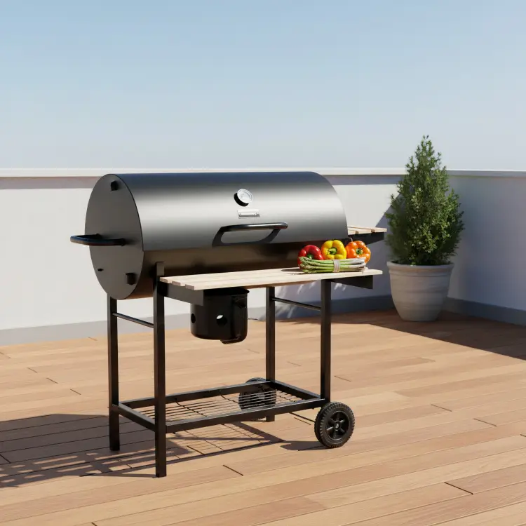 Duży Grill ogrodowy węglowy KLAUSBERG KB-9033 + pokrywa + półki + Popielnik