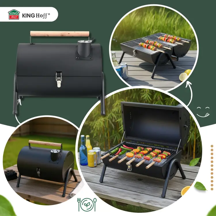 Grill turystyczny węglowy KINGHOFF KH-2032 przenośny BBQ Ogrodowy