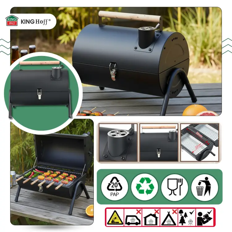 Grill turystyczny węglowy KINGHOFF KH-2032 przenośny BBQ Ogrodowy