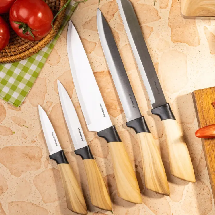 ZESTAW NOŻY KUCHENNYCH KLAUSBERG KB-9035 6 EL. W BLOKU Stojak na noże
