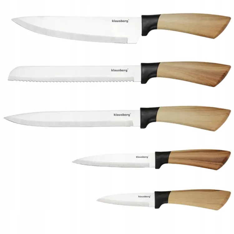 ZESTAW NOŻY KUCHENNYCH KLAUSBERG KB-9035 6 EL. W BLOKU Stojak na noże
