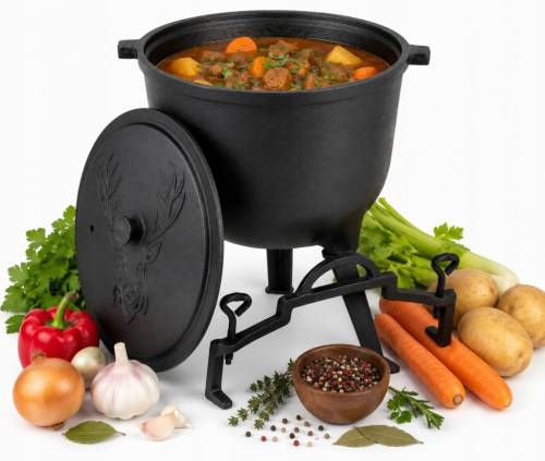 Kociołek żeliwny garnek myśliwski węgierski na pieczonki 8l ognisko grill