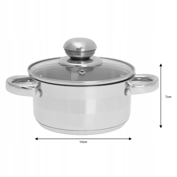 Garnek 1L 14 cm KINGHOFF KH-4326 z Pokrywką Indukcja Gaz Stal