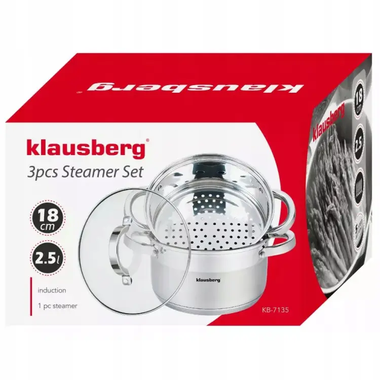 Garnek do Gotowania na Parze 2,5L 18 cm KLAUSBERG KB-7135 Indukcja
