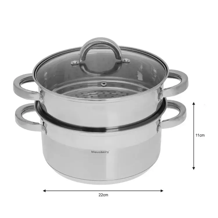 Garnek do Gotowania na Parze 4L 22 cm KLAUSBERG KB-7141 Indukcja Gaz