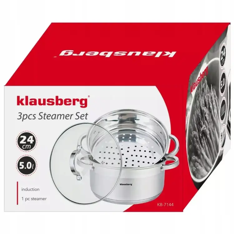 Garnek do Gotowania na Parze 5L 24 cm KLAUSBERG KB-7144 Indukcja Gaz