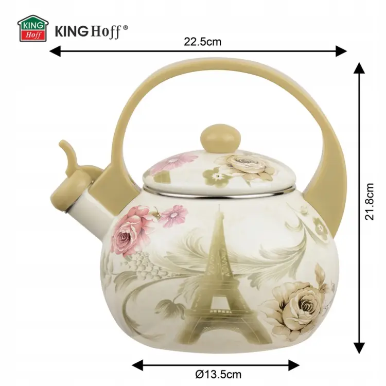 Czajnik Emaliowany KINGHOFF 2L Indukcja Gaz Gwizdek Retro KH-2038