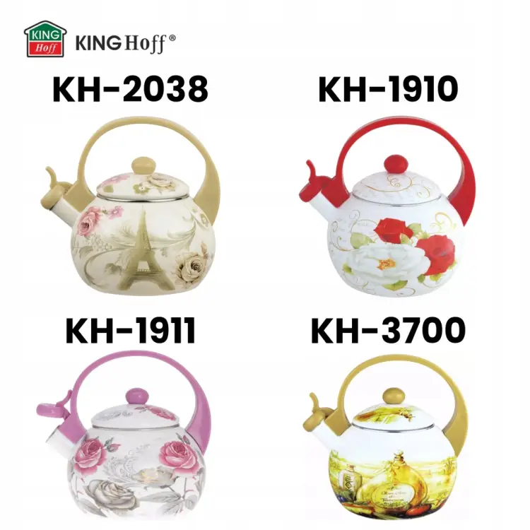 Czajnik Emaliowany KINGHOFF 2L Indukcja Gaz Gwizdek Retro KH-2038