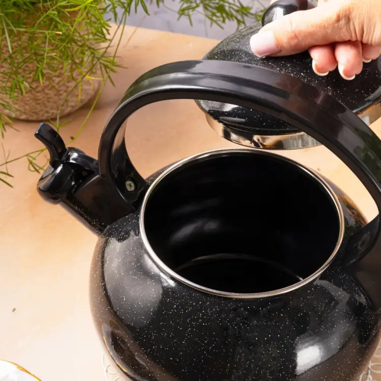 Czajnik Emaliowany KINGHOFF 2L Indukcja Gaz Gwizdek Czarny KH-2039