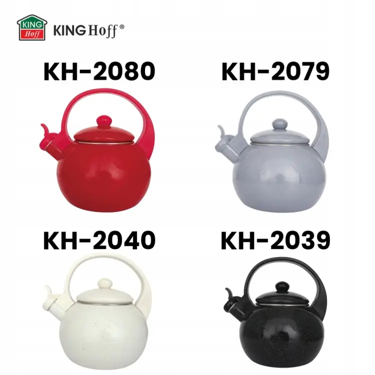 Czajnik Emaliowany KINGHOFF 2L Indukcja Gaz Gwizdek Kremowy KH-2040