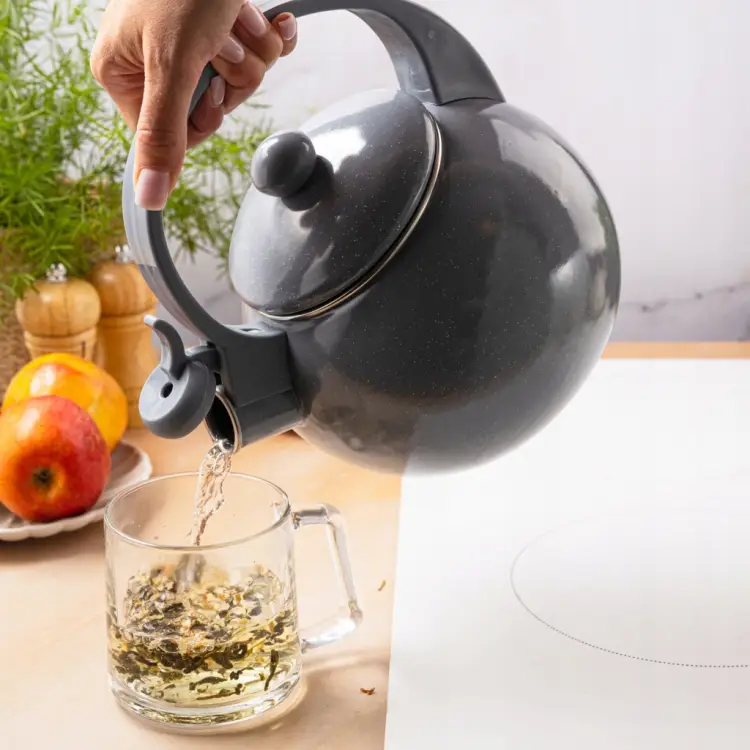 CZAJNIK KINGHOFF 2L z GWIZDKIEM EMALIOWANY INDUKCJA GAZ KH-2079 SZARY