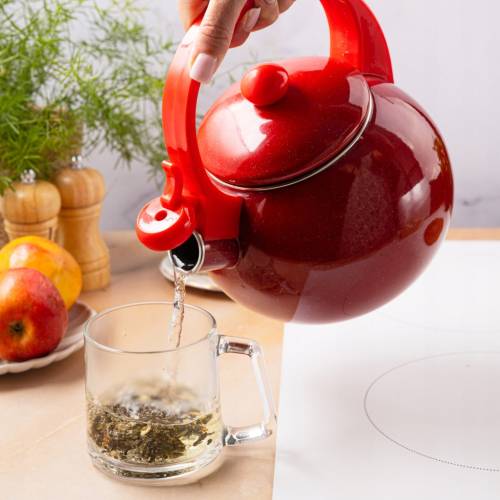 Czajnik Emaliowany KINGHoff KH-2080 2L Gwizdek Indukcja Gaz Czerwony
