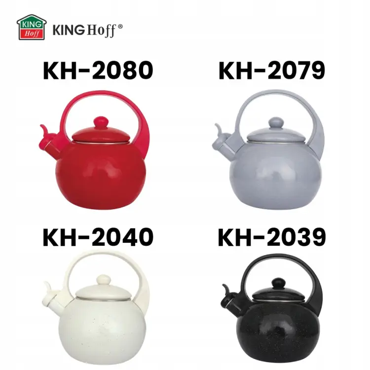 Czajnik Emaliowany KINGHoff KH-2080 2L Gwizdek Indukcja Gaz Czerwony