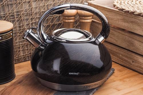 Czajnik 3L KINGHOFF KH-1067 Czarny Złoty z Gwizdkiem Indukcja Gaz