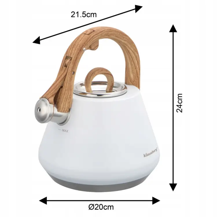 Czajnik z Gwizdkiem KLAUSBERG KB-9061 2,5L Biały Indukcja Gaz