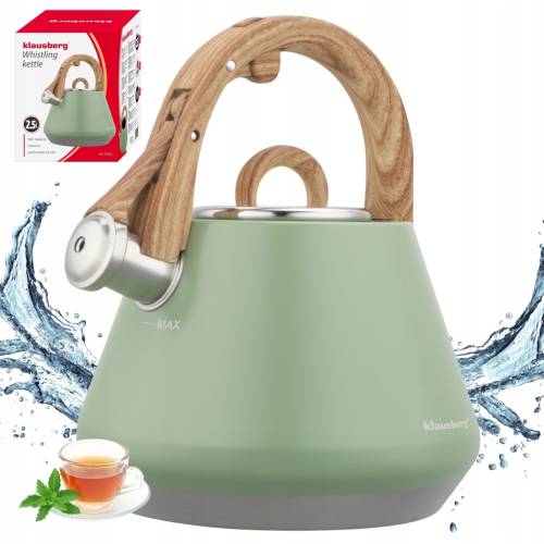 Czajnik z Gwizdkiem KLAUSBERG KB-9062 2,5L Zielony Indukcja Gaz
