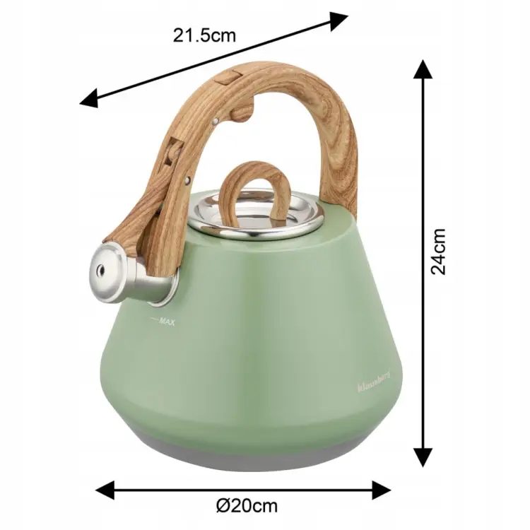 Czajnik z Gwizdkiem KLAUSBERG KB-9062 2,5L Zielony Indukcja Gaz